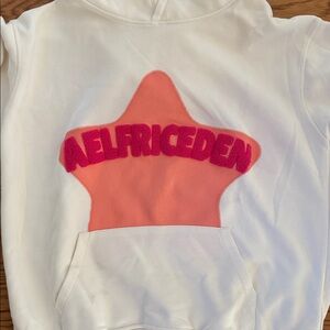 Aelfric Eden White Hoodie with Pink and Orange Star